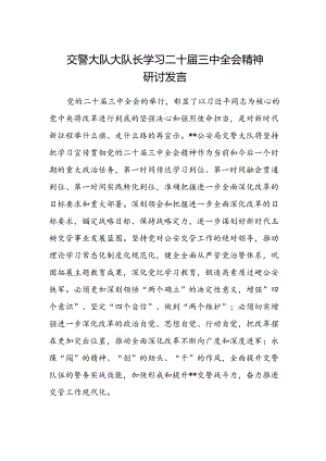 交警大队大队长学习二十届三中全会精神研讨发言.docx