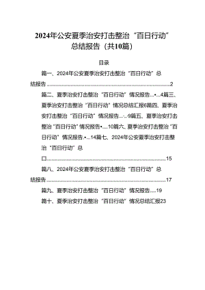 2024年公安夏季治安打击整治“百日行动”总结报告(10篇集合).docx