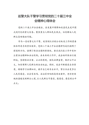 巡警大队干警学习贯彻党的二十届三中全会精神心得体会.docx