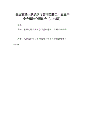 基层交警大队长学习贯彻党的二十届三中全会精神心得体会10篇（最新版）.docx