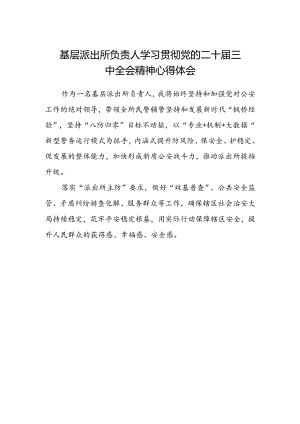基层派出所负责人学习贯彻党的二十届三中全会精神心得体会.docx