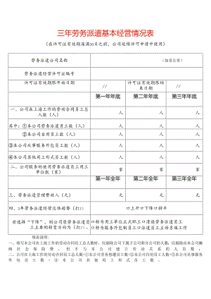 三年劳务派遣基本经营情况表模板.docx