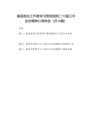 基层政法工作者学习贯彻党的二十届三中全会精神心得体会（共10篇）.docx