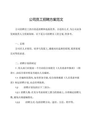 公司员工招聘方案范文.docx