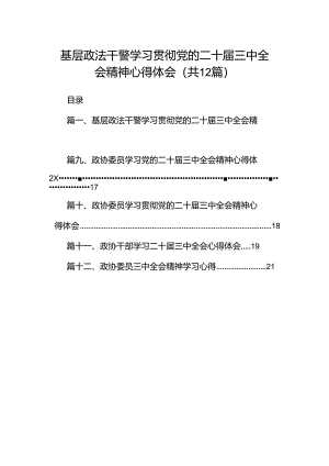 基层政法干警学习贯彻党的二十届三中全会精神心得体会12篇（精选）.docx