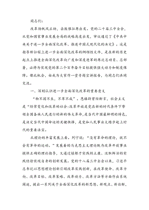 二十届三中全会精神宣讲报告会上的讲稿.docx