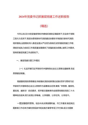 2024年上半年党委书记抓基层党建工作述职报告.docx