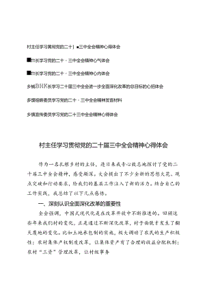 6篇 2024年副镇长学习党的二十届三中全会精神心得体会感想研讨发言.docx