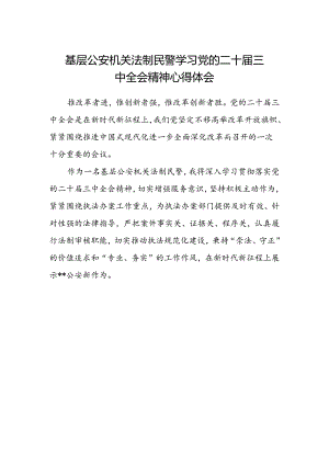 基层公安机关法制民警学习党的二十届三中全会精神心得体会.docx