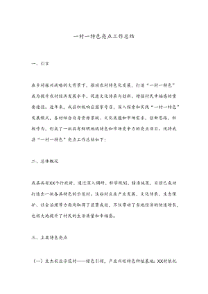 一村一特色亮点工作总结.docx