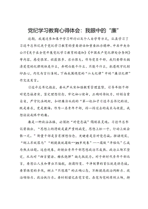 党纪学习教育心得体会：我眼中的“廉”.docx