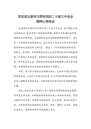 党支部主委学习贯彻党的二十届三中全会精神心得体会.docx