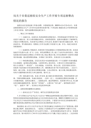 局关于市委巡察组安全生产工作开展专项巡察整改情况的报告 .docx