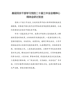 基层民宗干部学习党的二十届三中全会精神心得体会研讨发言.docx