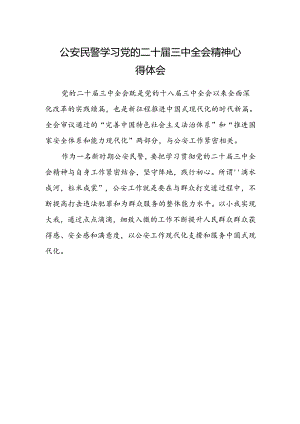 公安民警学习党的二十届三中全会精神心得体会.docx