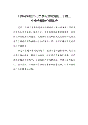 刑事审判庭书记员学习贯彻党的二十届三中全会精神心得体会.docx