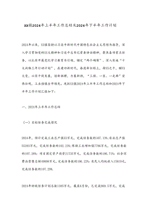 XX镇2024年上半年工作总结及2024年下半年工作计划.docx