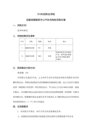 XX科技职业学院后勤保障服务中心汽车充电桩采购项目参数及要求（2024年）.docx