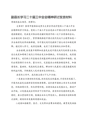 副县长学习二十届三中全会精神研讨发言材料.docx