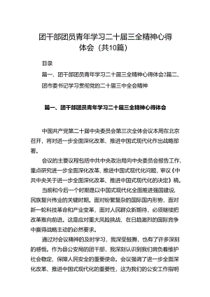 团干部团员青年学习二十届三全精神心得体会 （汇编10份）.docx