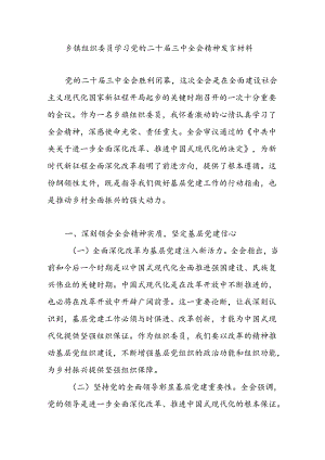 乡镇组委组织委员学习党的二十届三中全会精神心得体会研讨发言材料.docx