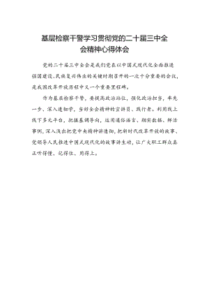 基层检察干警学习贯彻党的二十届三中全会精神心得体会.docx