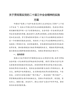 关于贯彻落实党的二十届三中全会精神的实施方案.docx