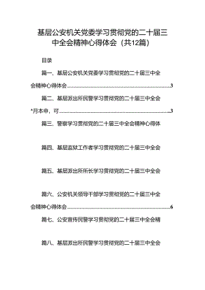 基层公安机关党委学习贯彻党的二十届三中全会精神心得体会12篇（详细版）.docx