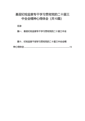 基层纪检监察专干学习贯彻党的二十届三中全会精神心得体会（共10篇）.docx