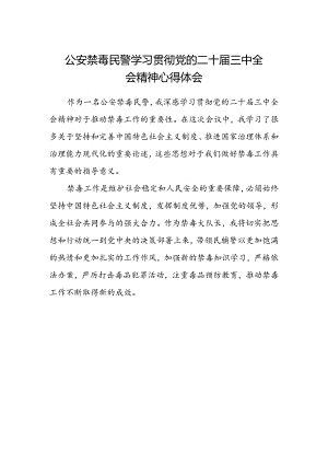 公安禁毒民警学习贯彻党的二十届三中全会精神心得体会.docx