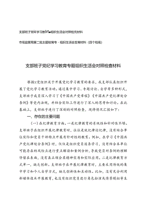 2篇 支部班子党纪学习教育专题组织生活会对照检查材料+第二批主题教育专题组织生活会发言材料（四个检视）.docx
