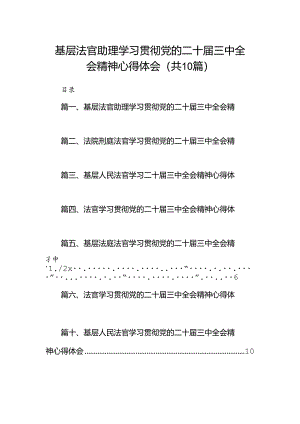 基层法官助理学习贯彻党的二十届三中全会精神心得体会（共10篇）.docx