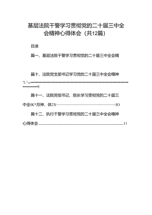 基层法院干警学习贯彻党的二十届三中全会精神心得体会范文12篇（详细版）.docx