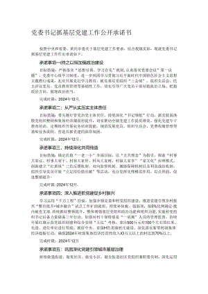 党委书记抓基层党建工作公开承诺书 .docx