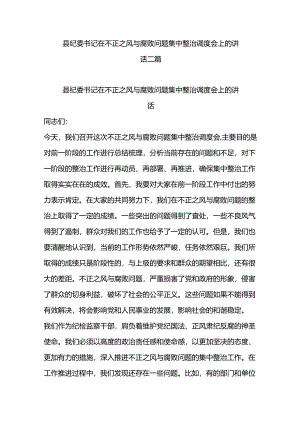 县纪委书记在不正之风与腐败问题集中整治调度会上的讲话二篇.docx