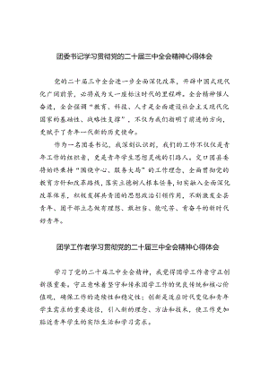 团委书记学习贯彻党的二十届三中全会精神心得体会5篇（最新版）.docx