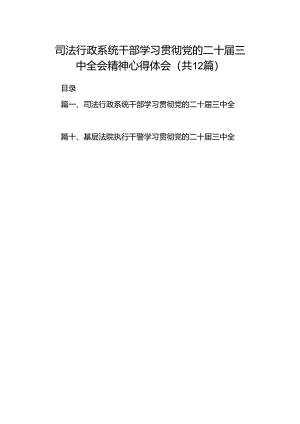 司法行政系统干部学习贯彻党的二十届三中全会精神心得体会12篇（最新版）.docx