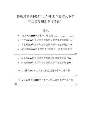 各级局机关2024年上半年工作总结及下半年工作思路汇编（15篇）.docx