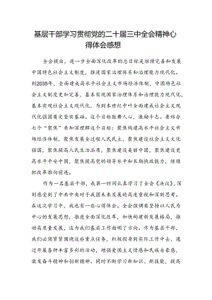 基层干部学习贯彻党的二十届三中全会精神心得体会感想.docx