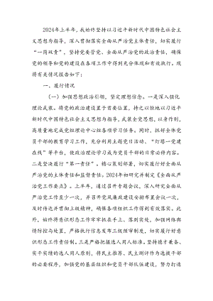 2024年上半年落实全面从严治党主体责任工作情况报告.docx