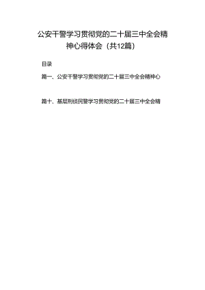公安干警学习贯彻党的二十届三中全会精神心得体会12篇（精选）.docx