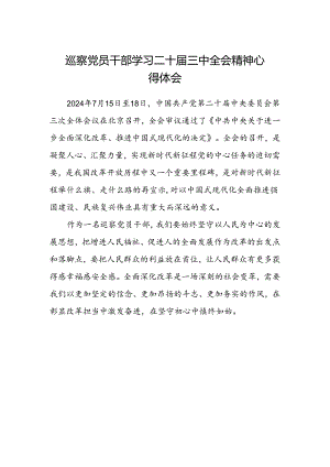 巡察党员干部学习二十届三中全会精神心得体会.docx