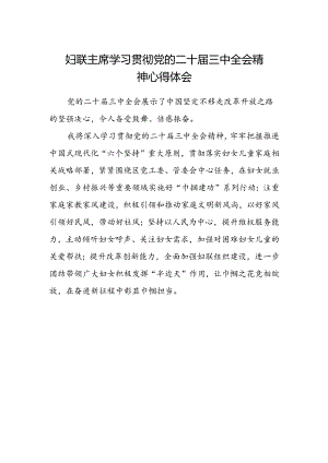 妇联主席学习贯彻党的二十届三中全会精神心得体会 .docx