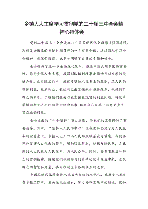 乡镇人大主席学习贯彻党的二十届三中全会精神心得体会.docx