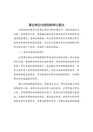 事业单位内部控制审计要点 .docx