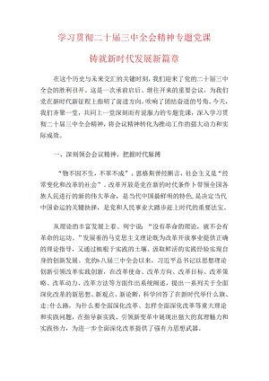 学习贯彻二十届三中全会精神专题党课讲稿（精选）.docx