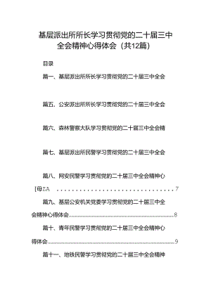 基层派出所所长学习贯彻党的二十届三中全会精神心得体会范本12篇专题资料.docx