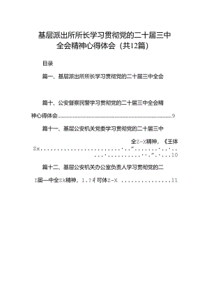 基层派出所所长学习贯彻党的二十届三中全会精神心得体会范文12篇（精选）.docx