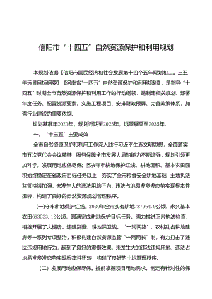 信阳市“十四五”自然资源保护和利用规划.docx