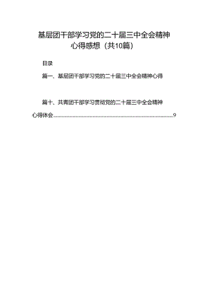 基层团干部学习党的二十届三中全会精神心得感想（共10篇）.docx